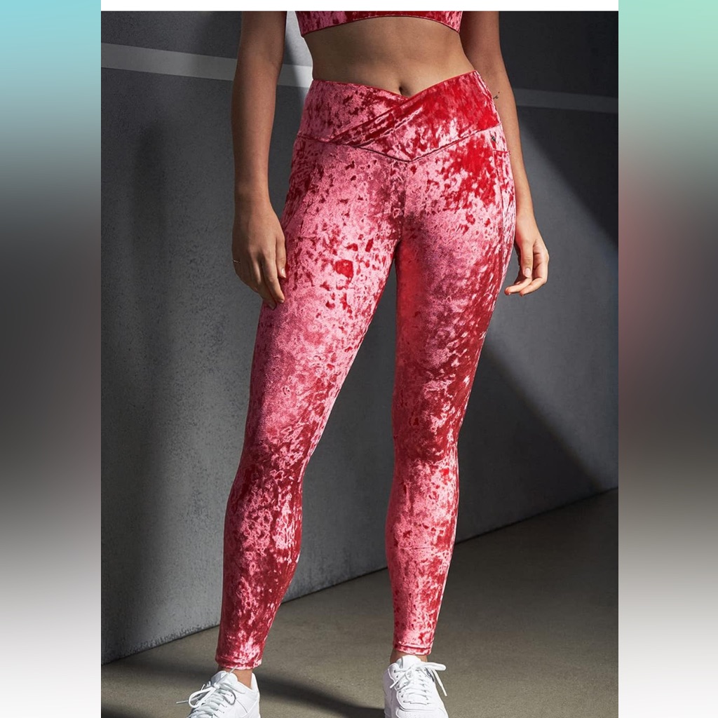 Nwt Women Fabletics Red Velvet Leggings Size Xs